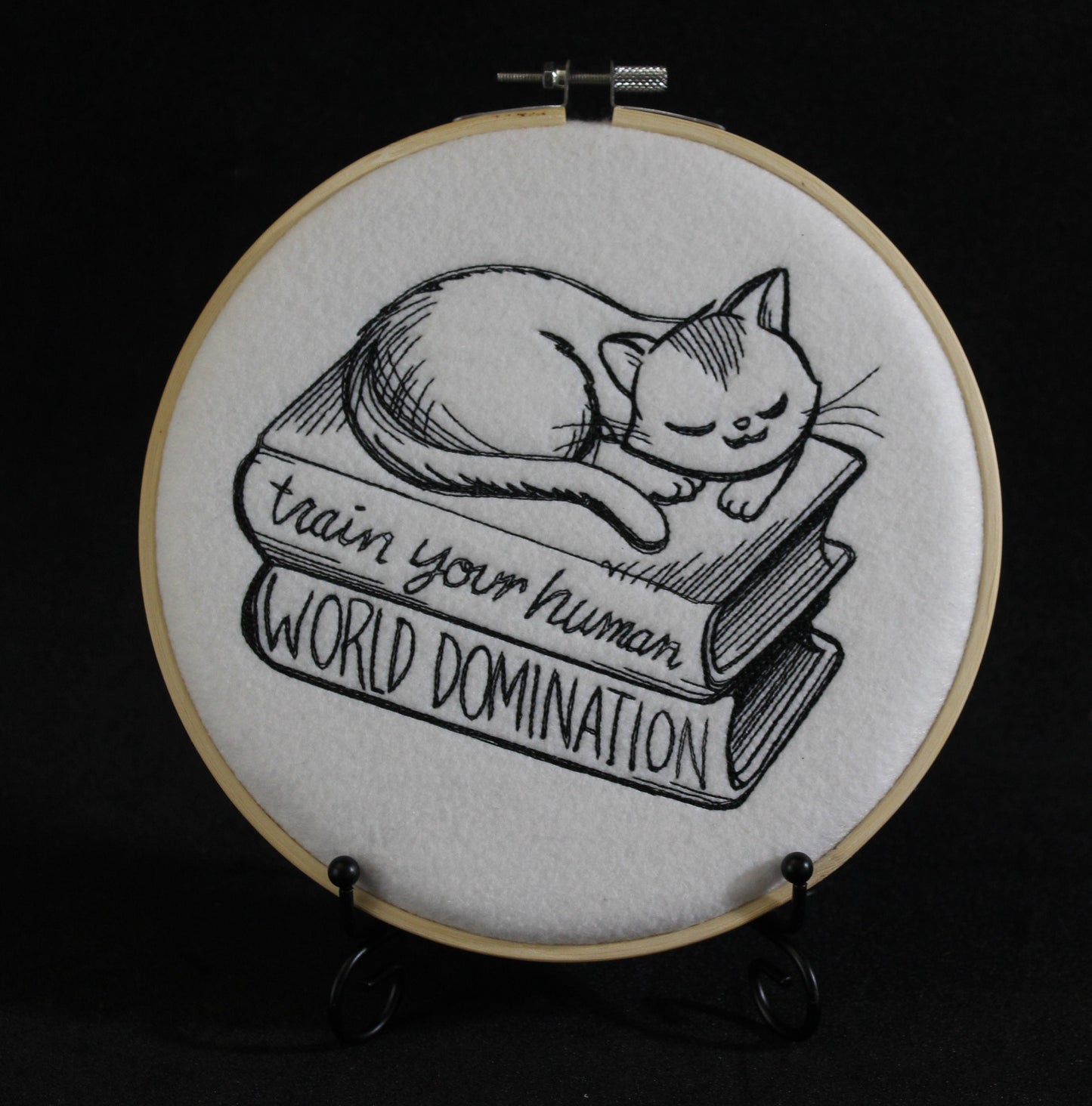 Cat World Domination Fabric Hoop,  Cat Wall Art, Thank you Gift, Crazy Cat Lady, Cat Poster, Sleeping Cat gift, Christmas Gift