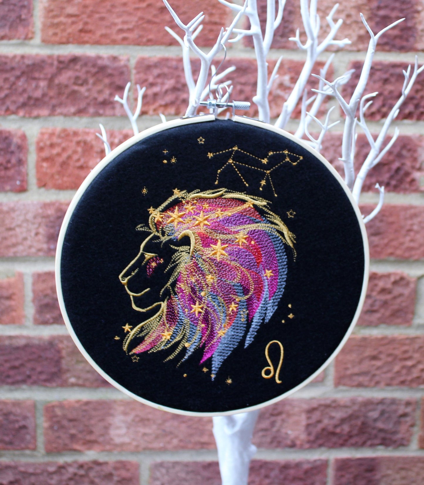 Leo Star Sign Constellations, Astrology Horoscope Embroidery Hanging Zodiac Gift, Baby Shower Gift, New Age Tarot Star Sign Wall Art,