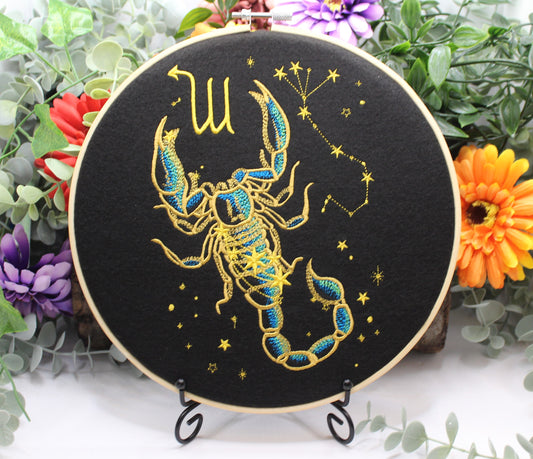 Scorpio Star Sign Hoop, Constellation Star Map, Night Sky, Scorpion Embroidery, Celestial, Zodiac Wall Art, Fortune Telling, Solar System