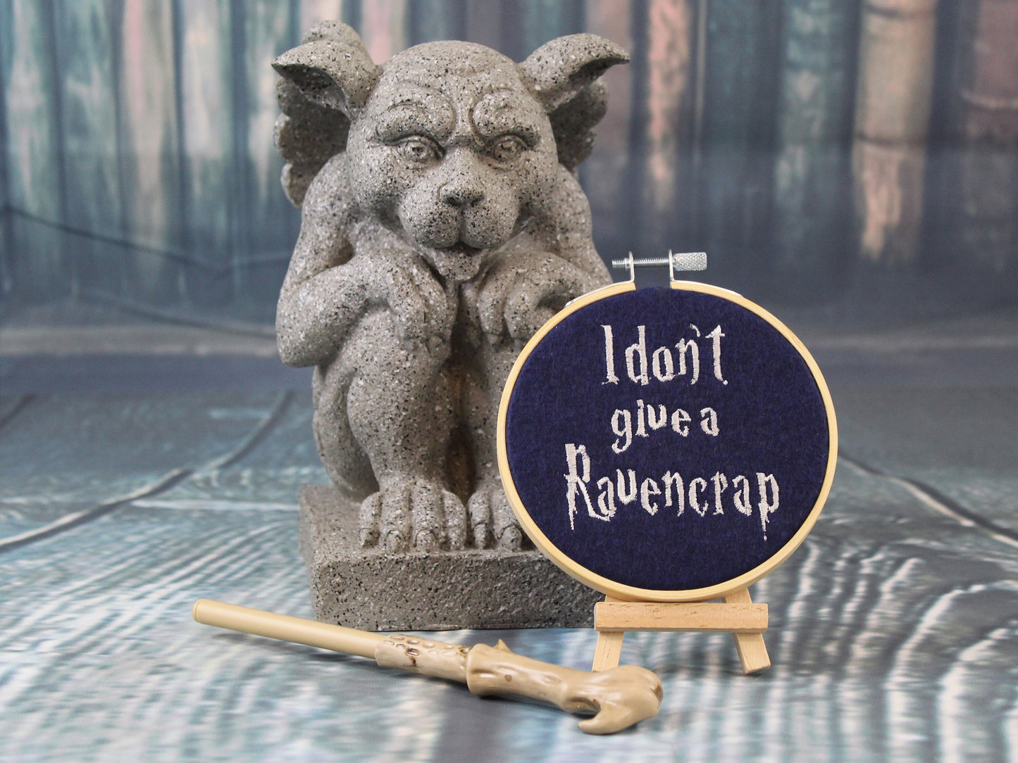 Harry Potter Gift, Don't Give a Ravencrap, Ravenclaw, Hanging Ornament, Adult Humour, Hogwarts Houses, Embroidered Hoop Art, Halloween Gift