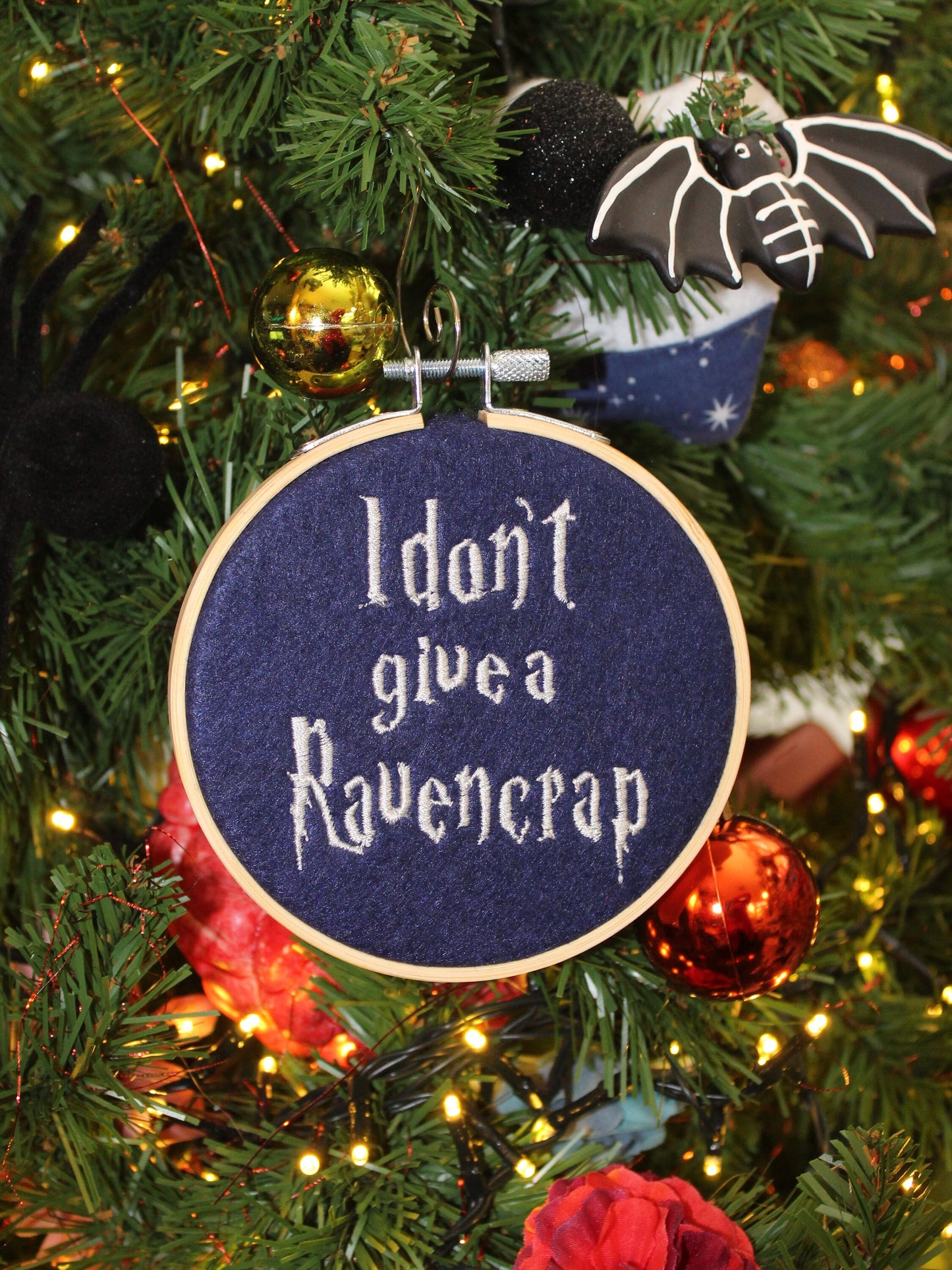 Harry Potter Gift, Don't Give a Ravencrap, Ravenclaw, Hanging Ornament, Adult Humour, Hogwarts Houses, Embroidered Hoop Art, Halloween Gift