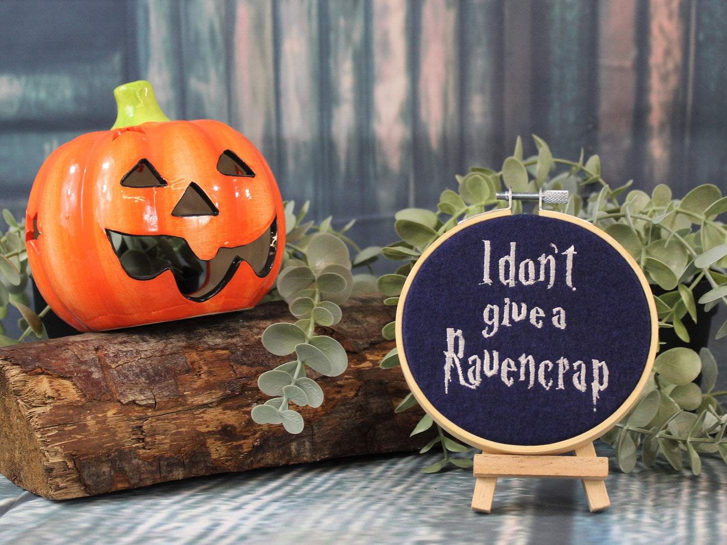 Harry Potter Gift, Don't Give a Ravencrap, Ravenclaw, Hanging Ornament, Adult Humour, Hogwarts Houses, Embroidered Hoop Art, Halloween Gift