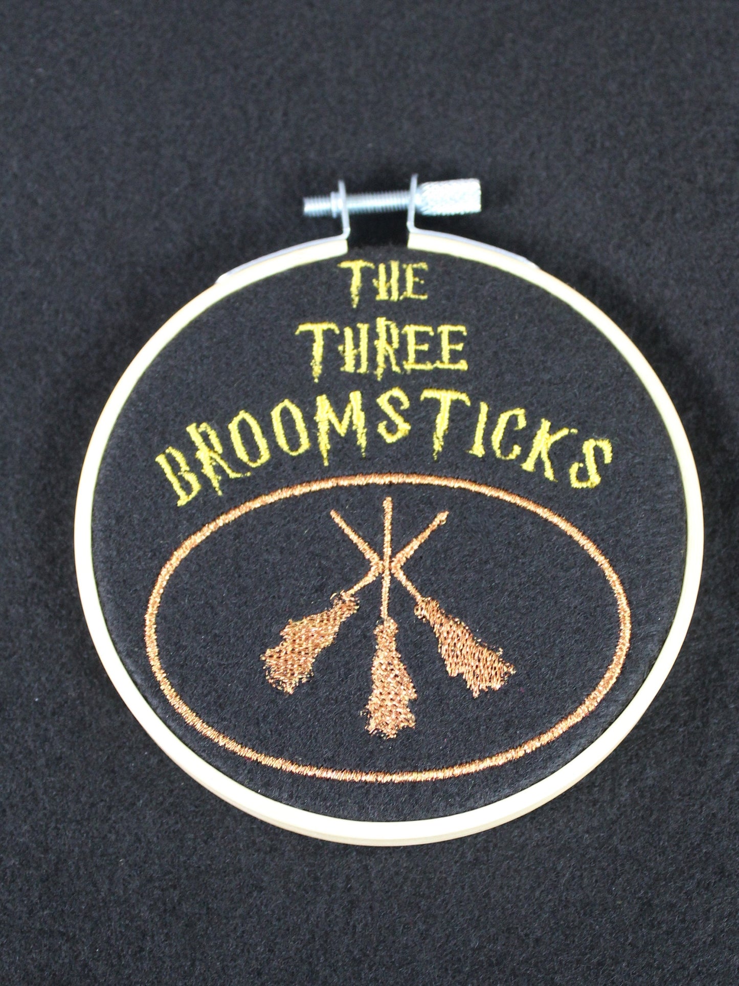 Harry Potter The Three Broomsticks Sign, Embordered Hoop, Hanging Ornament, Wizard Sign, Movie Gift, Harry Potter Film, Birthday Gift