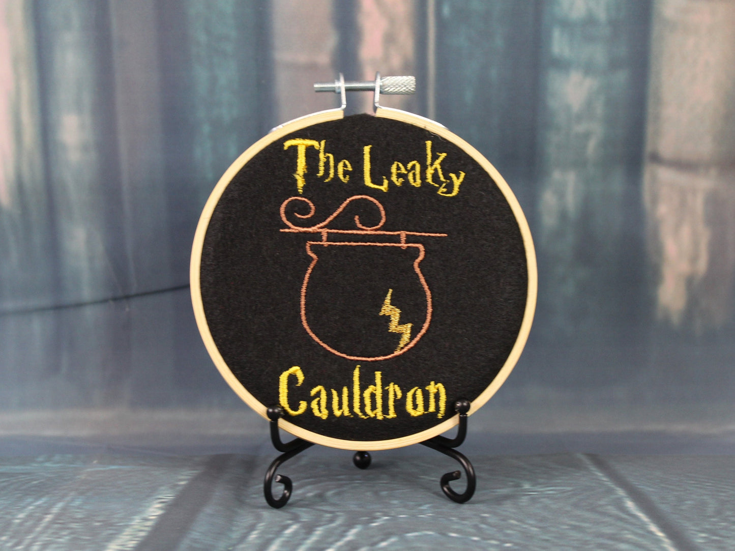 Harry Potter the Leaky Cauldron Sign,  Embordered Art Hoop, Christmas Tree Ornament, Wizard Sign, Movie Gift, Harry Potter Film Decoration