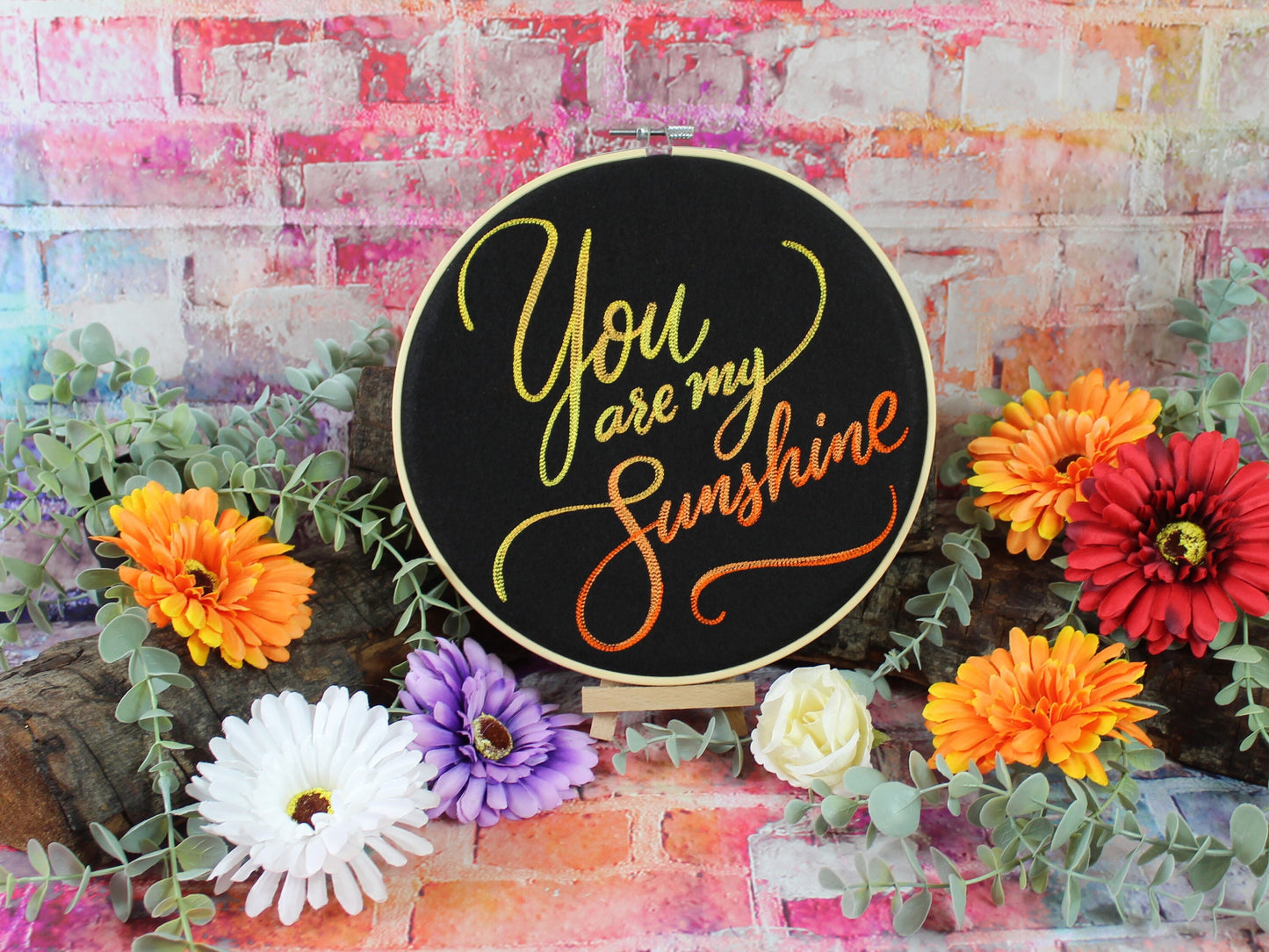 You Are My Sunshine, Inspirational Quote, Romantic Gift, Embroidered Art Hoop, Wall Art, Baby Shower Gift, Mothers Day Gift, Easter Gift