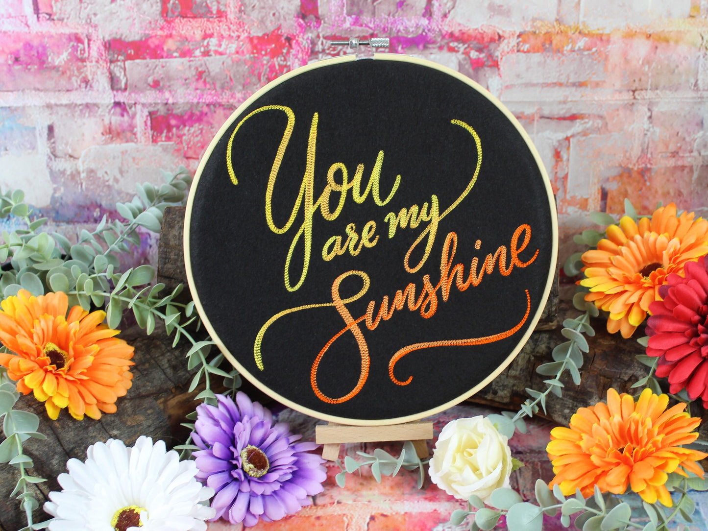 You Are My Sunshine, Inspirational Quote, Romantic Gift, Embroidered Art Hoop, Wall Art, Baby Shower Gift, Mothers Day Gift, Easter Gift