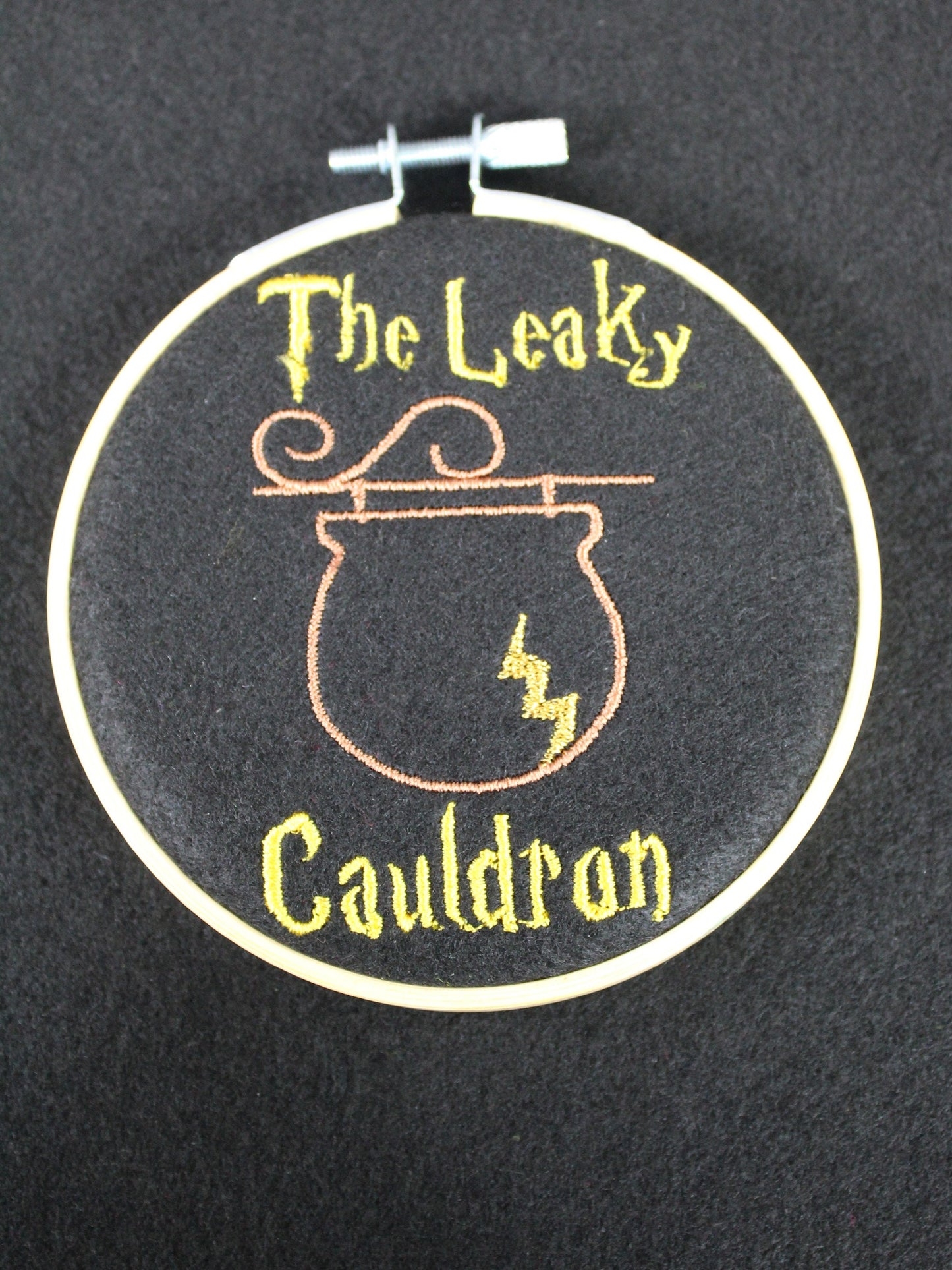 Harry Potter the Leaky Cauldron Sign,  Embordered Art Hoop, Christmas Tree Ornament, Wizard Sign, Movie Gift, Harry Potter Film Decoration