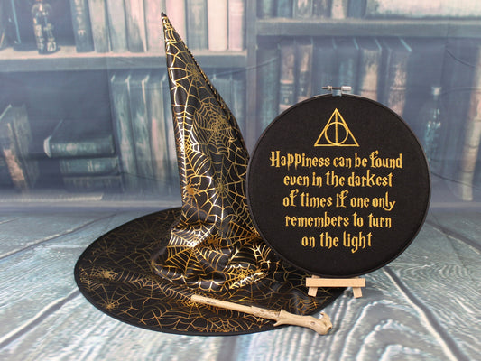 Harry Potter Dumbledore Quote, Happiness Can Be Found In the Darkest of Times, Inspirational Quote, Harry Potter Gift Set, Hedwig Gift Hoop