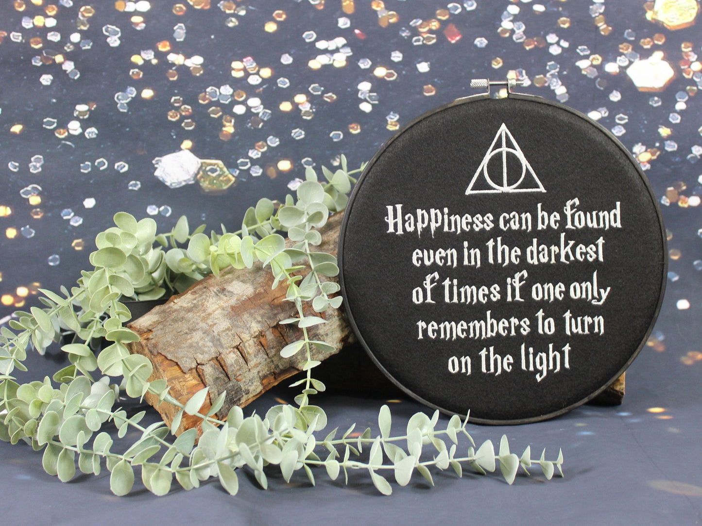 Harry Potter Dumbledore Quote, Happiness Can Be Found In the Darkest of Times, Inspirational Quote, Harry Potter Gift Set, Hedwig Gift Hoop