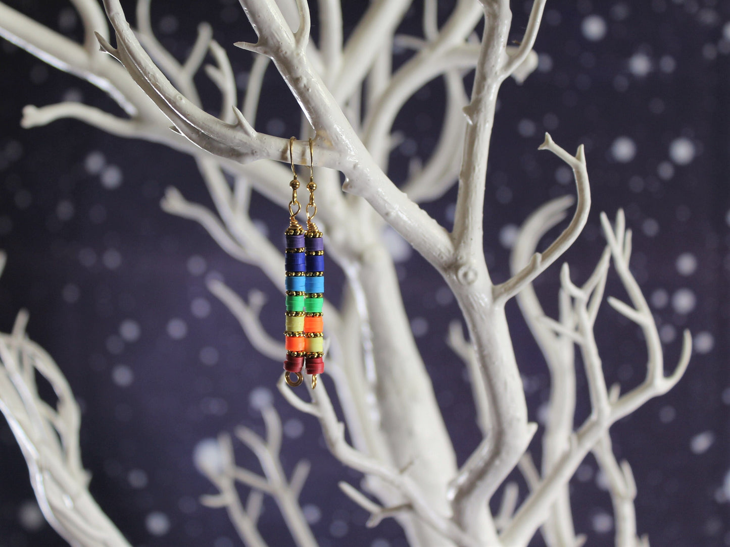 Rainbow Dangle Earrings, Rainbow Jewellery,  Drop Earrings, Gift for Her, Secret Santa, Unique and Eye-catching Earrings, Bold and Bright