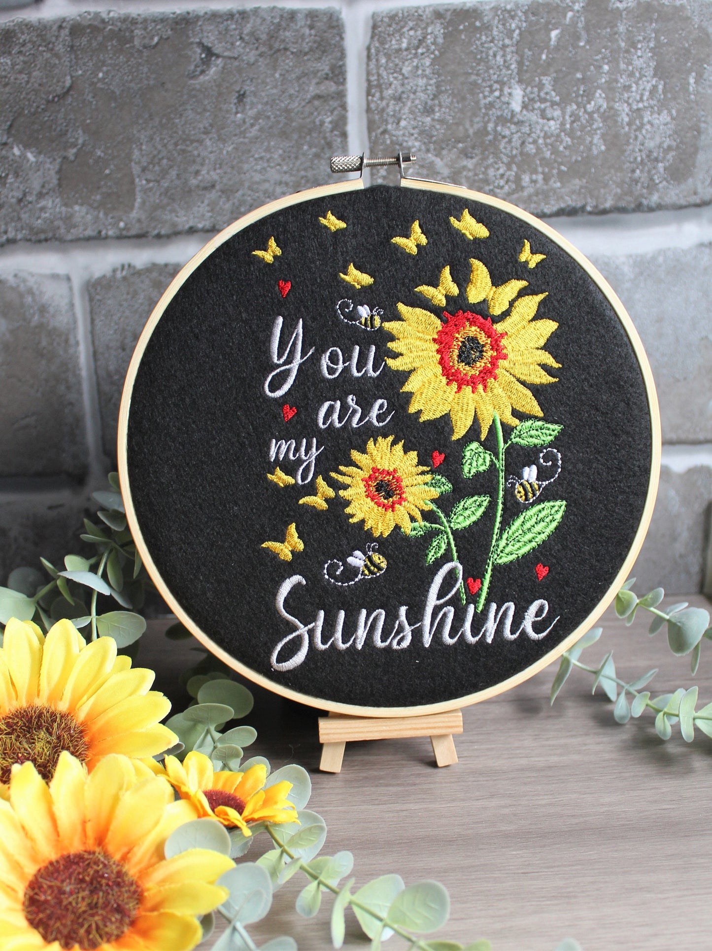 You Are My Sunshine, Inspirational Quote, Back to School, Good Luck Gift,  Embroidered Art Hoop, Unusual Anniversary Gift, Birthday Gift,