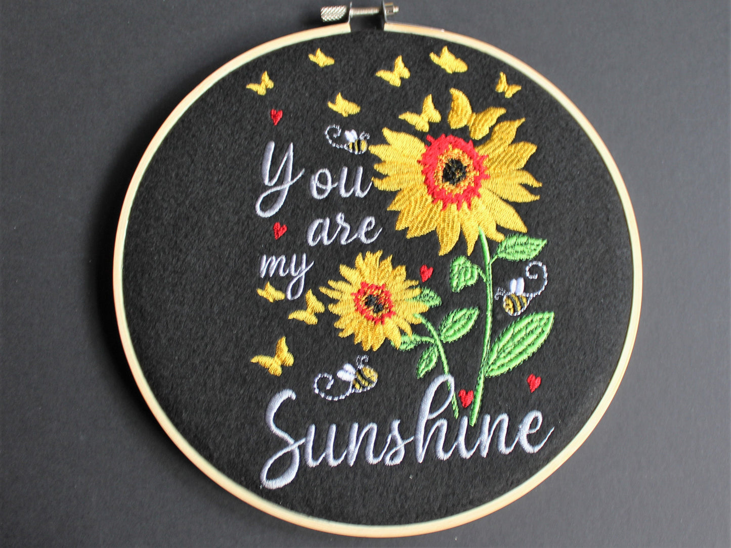 You Are My Sunshine, Inspirational Quote, Back to School, Good Luck Gift,  Embroidered Art Hoop, Unusual Anniversary Gift, Birthday Gift,