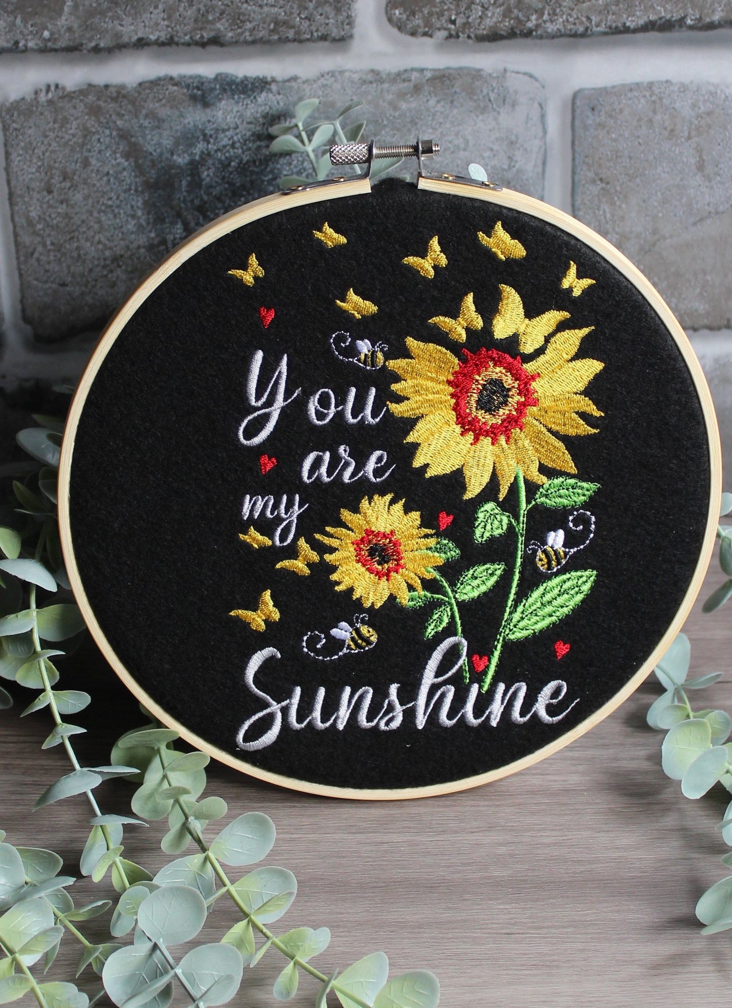 You Are My Sunshine, Inspirational Quote, Back to School, Good Luck Gift,  Embroidered Art Hoop, Unusual Anniversary Gift, Birthday Gift,