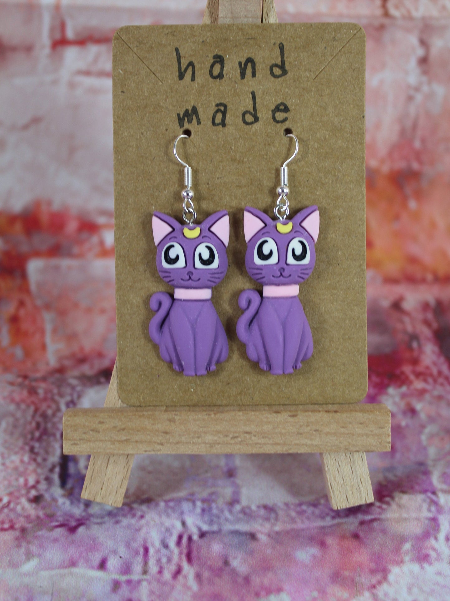 Black Cat Earrings, Purple Cat Earrings, Cat Lovers Gift, Good Luck Gift, Crazy Cat Lady Gift, Mystic Cat Earrings, Teachers Cat, Kawaii Cat