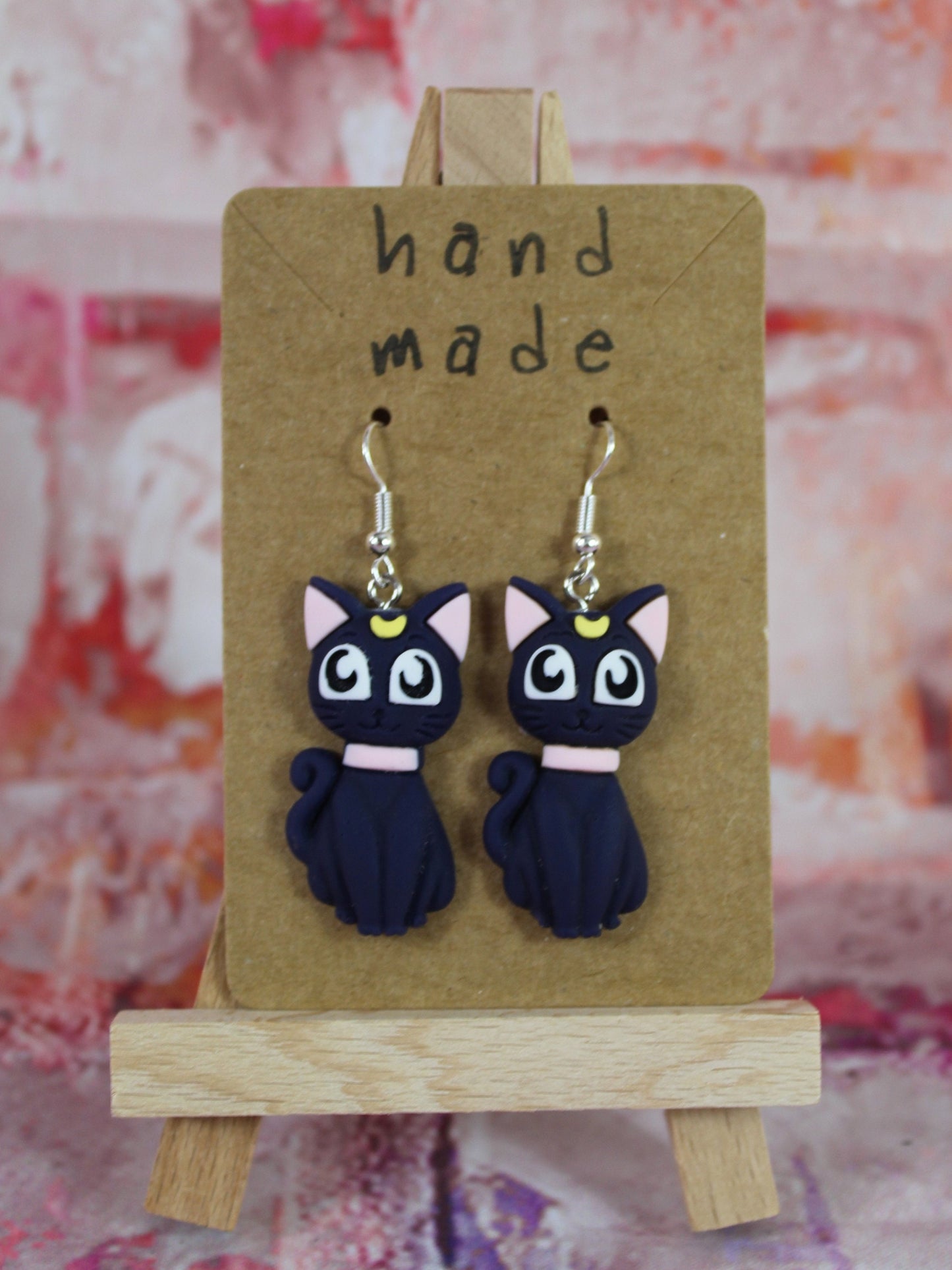 Black Cat Earrings, Purple Cat Earrings, Cat Lovers Gift, Good Luck Gift, Crazy Cat Lady Gift, Mystic Cat Earrings, Teachers Cat, Kawaii Cat