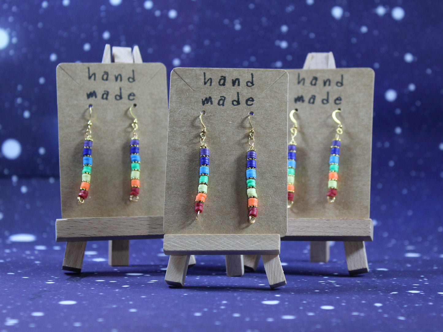 Rainbow Dangle Earrings, Rainbow Jewellery,  Drop Earrings, Gift for Her, Secret Santa, Unique and Eye-catching Earrings, Bold and Bright