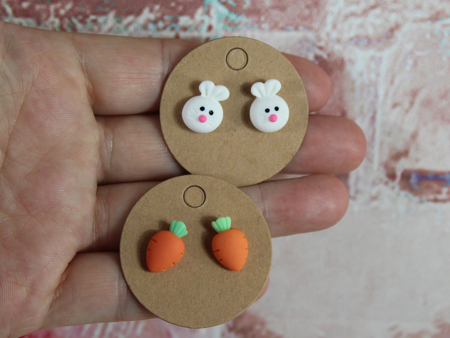 Easter Bunny stud earrings, Carrot Stud Earrings, Gardeners Gift, Rabbit Lovers Gift, Easter Gift, Alternative Easter Present, Kawaii Studs