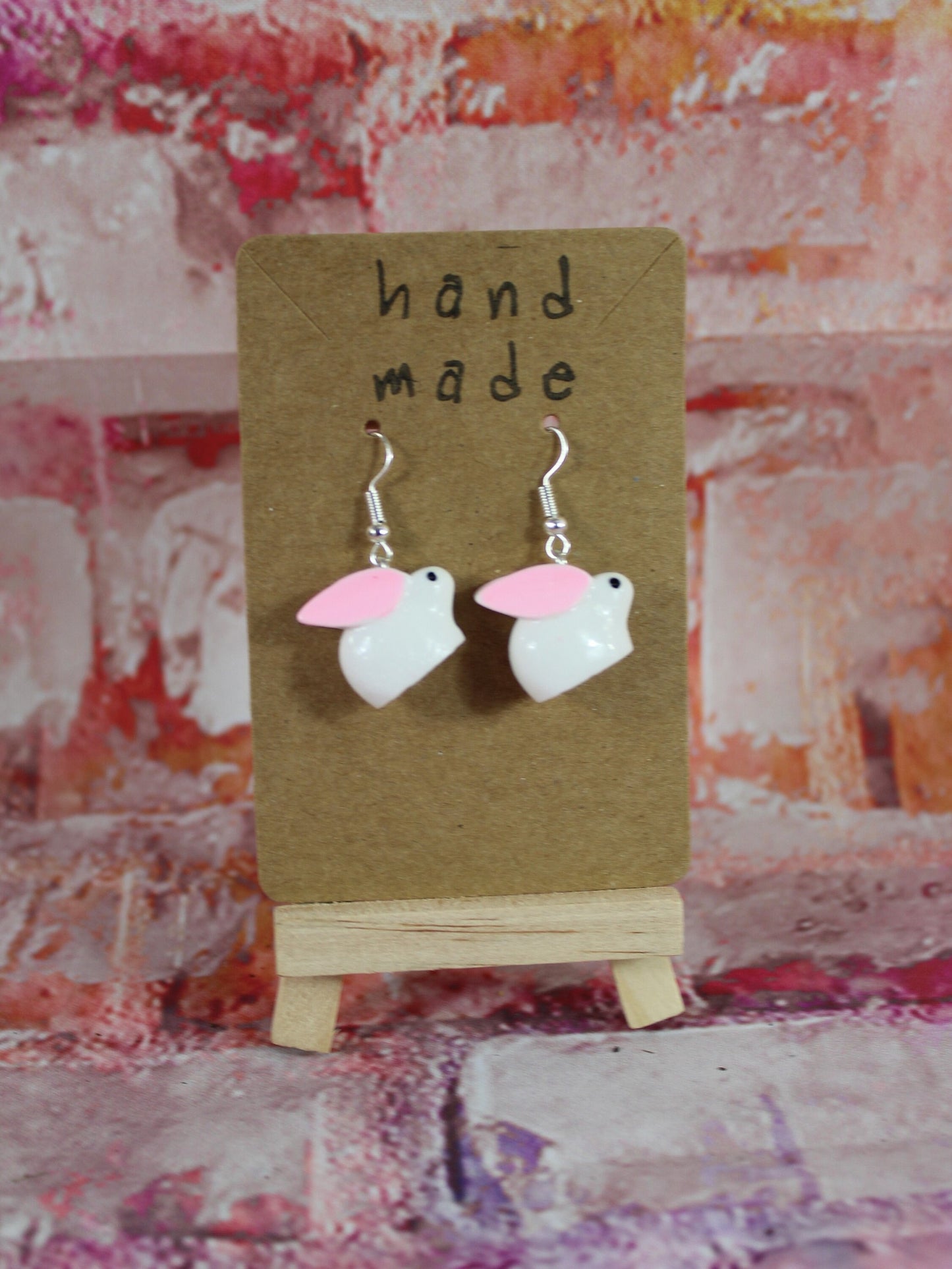 Bunny Earrings, Easter Rabbit Earrings, Kawaii Earrings, Pet Sitters Gift, Gift for Her, Dangly Rabbit Earrings,  Woodland Animal Earrings