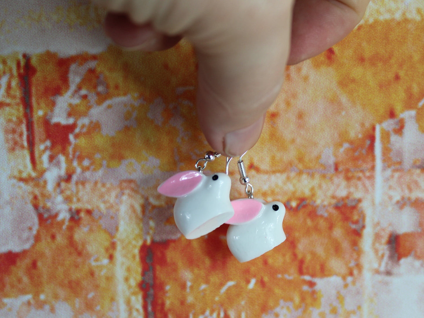 Bunny Earrings, Easter Rabbit Earrings, Kawaii Earrings, Pet Sitters Gift, Gift for Her, Dangly Rabbit Earrings,  Woodland Animal Earrings