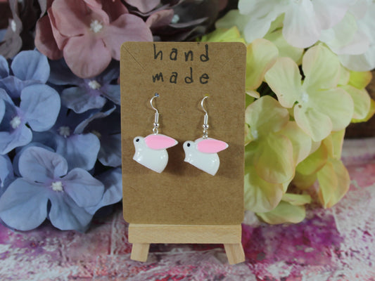 Bunny Earrings, Easter Rabbit Earrings, Kawaii Earrings, Pet Sitters Gift, Gift for Her, Dangly Rabbit Earrings,  Woodland Animal Earrings