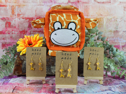 Giraffe Earrings, Summer Earrings, End of Term Gift, Giraffe Collectors Gift, Cute Kawaii Giraffe Earrings, Zoo Animals, Giraffe Gift