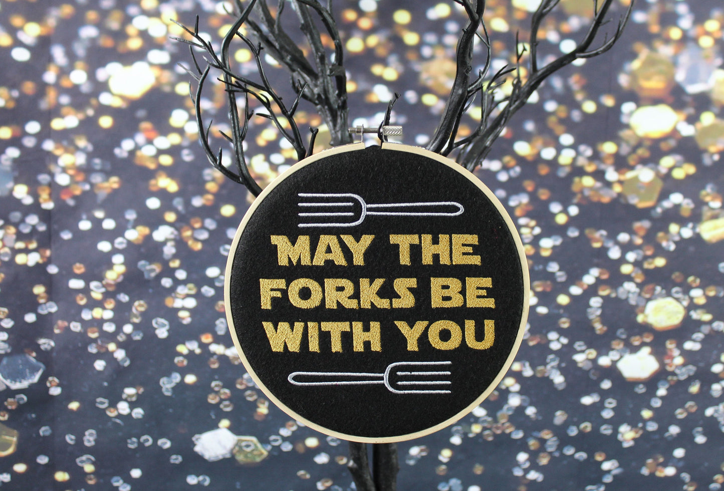 May the Forks Be with You Funny Star-Wars Wall Art, The Mandalorian, Star Wars Sign for Dad, Mum, Brother, Friendship Gift, Geek Movie Gift