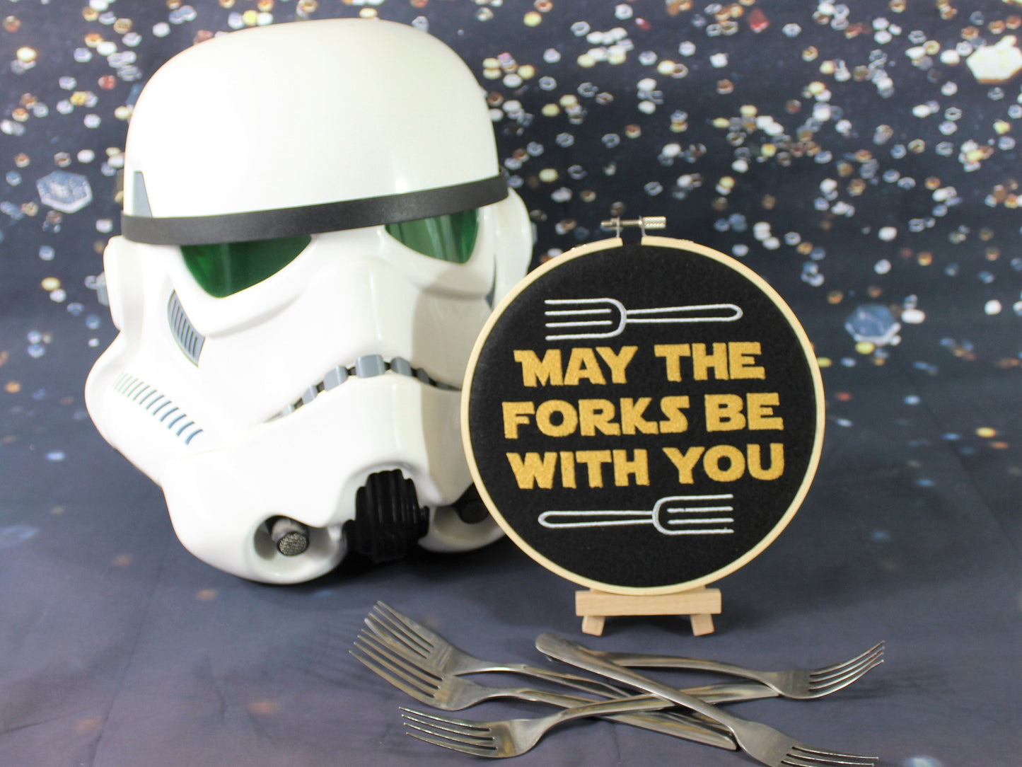 May the Forks Be with You Funny Star-Wars Wall Art, The Mandalorian, Star Wars Sign for Dad, Mum, Brother, Friendship Gift, Geek Movie Gift