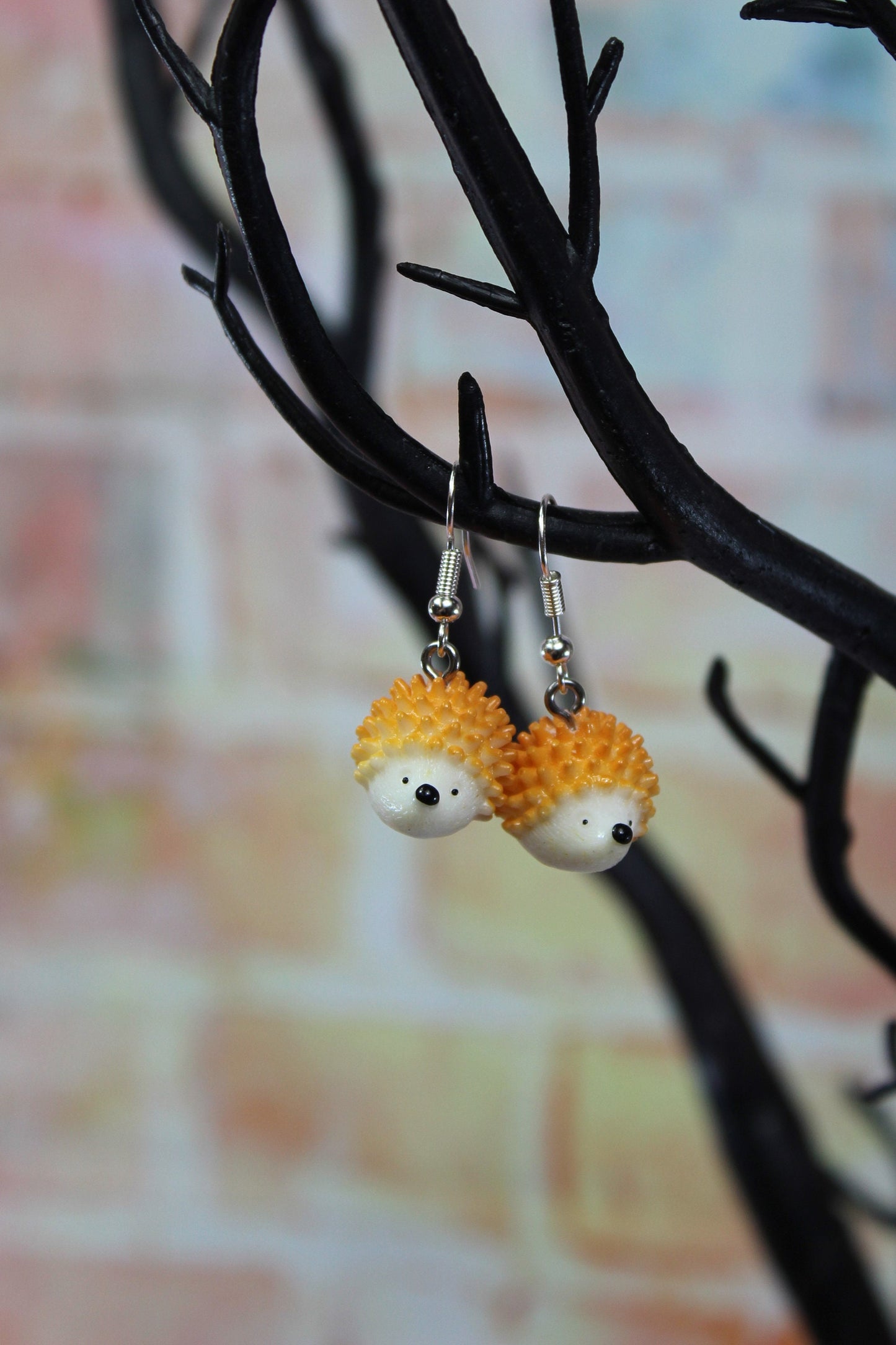 Hedgehog Dangle Earrings, British Wildlife Gift, Kawaii Hedgehogs, Happy Hedgehog Jewellery, Summertime Gift, Pygmy Hedgehog Earrings, Gift