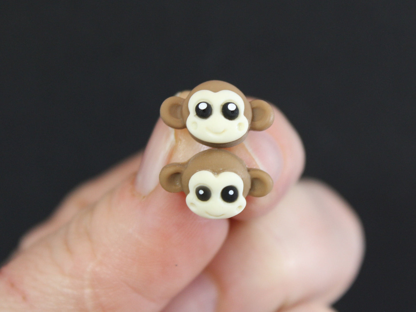 Monkey Stud Earrings, Banana Stud Earrings, Kawaii Animal Stud Earrings, Kawaii Food Earrings, Monkey Lovers Gift, Zoo Animal Gift, Summer