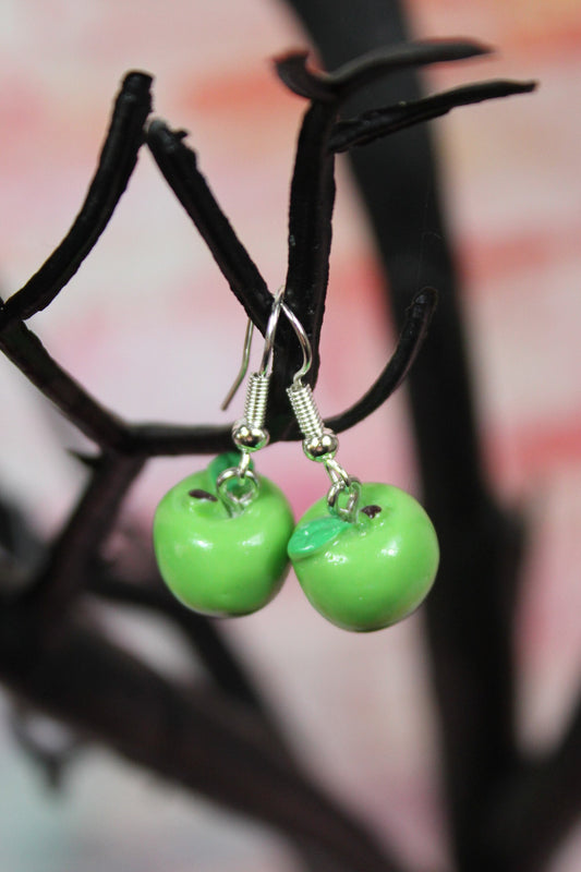 Green Apple Earrings, Kawaii Apple Earrings, Food Lovers Gift, Food Earrings, Miniature Food, End of Term Gift, Teachers Gift,  Fruit Gift