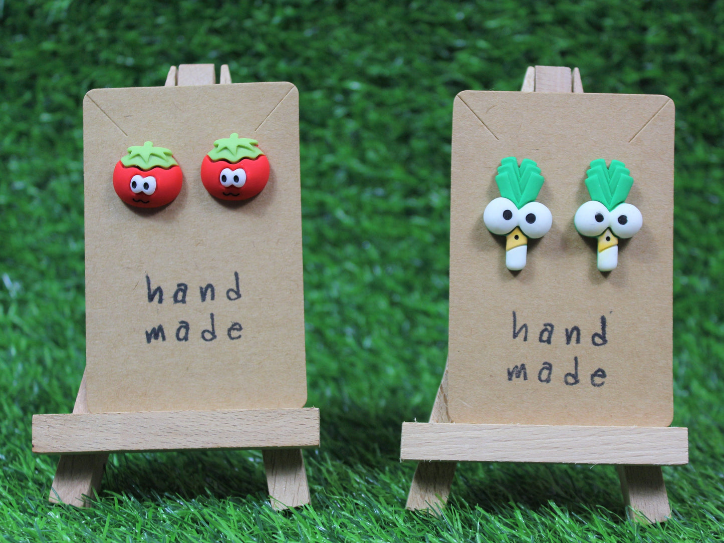 Vegetable Stud Earrings, Cute Kawaii Vegetable Earrings, Tomato Stud Earrings. Leek Stud Earrings, Kawaii Food Earrings, Gift for Gardner