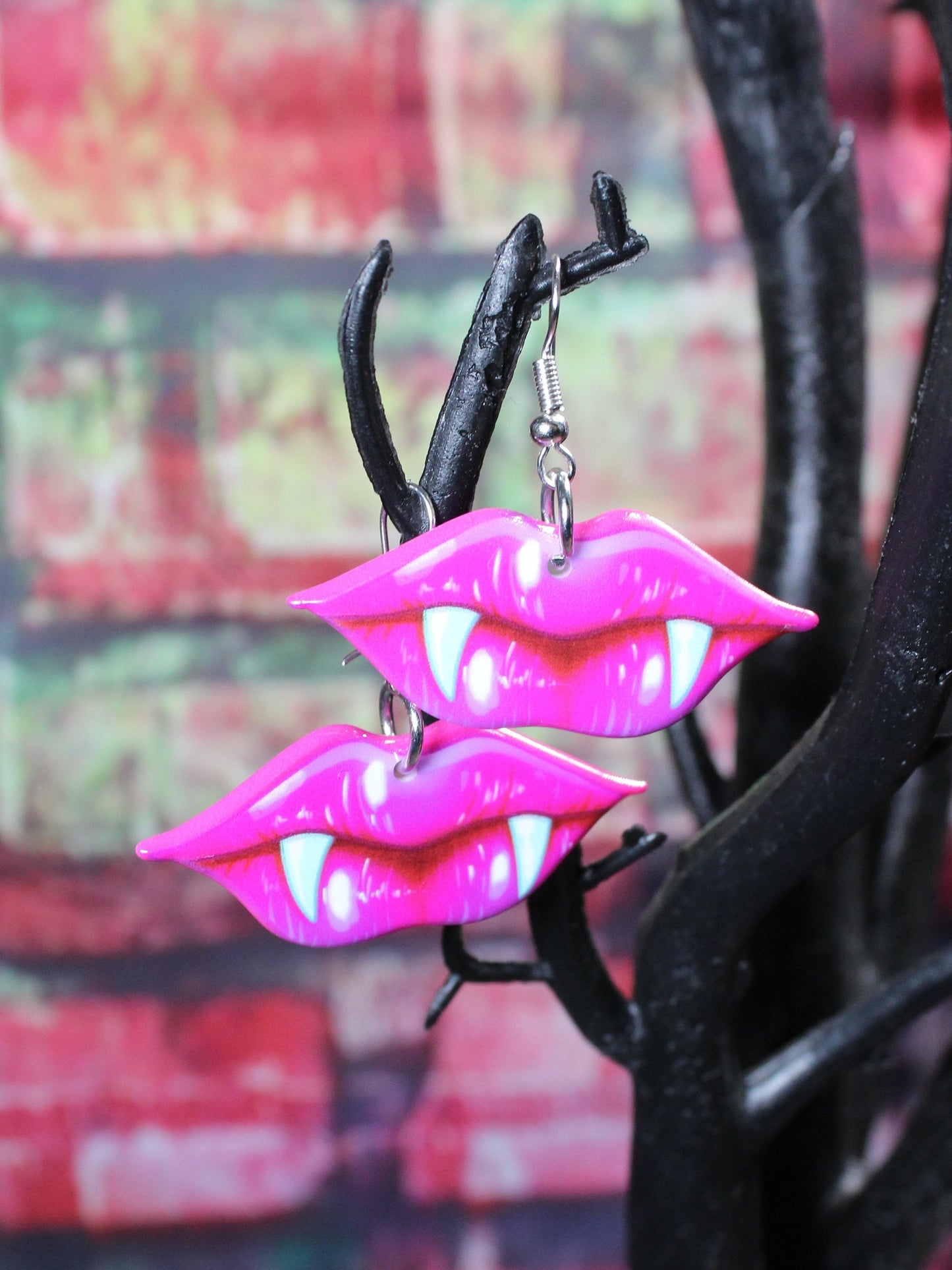 Vampire Lips Dangle Earrings, Vampire Earrings, Horror Earrings, Alternative Valentines Gift, Spooky Earrings, Goth Earrings, Secret Romance