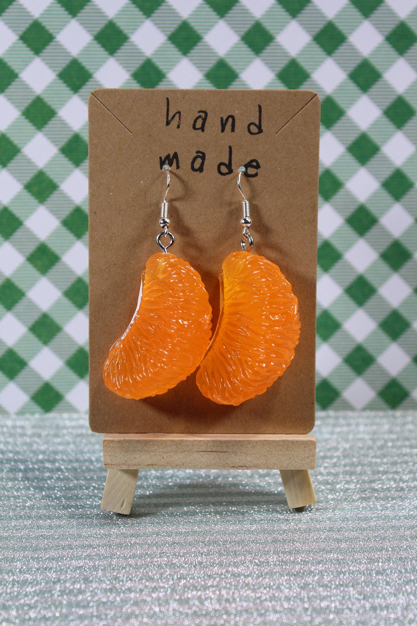 Orange tangerine earrings, Tangerine Segment Dangle Earrings, Fruit Slice Earrings, Fruit salad Earrings, Christmas Earrings, Kawaii Fruit