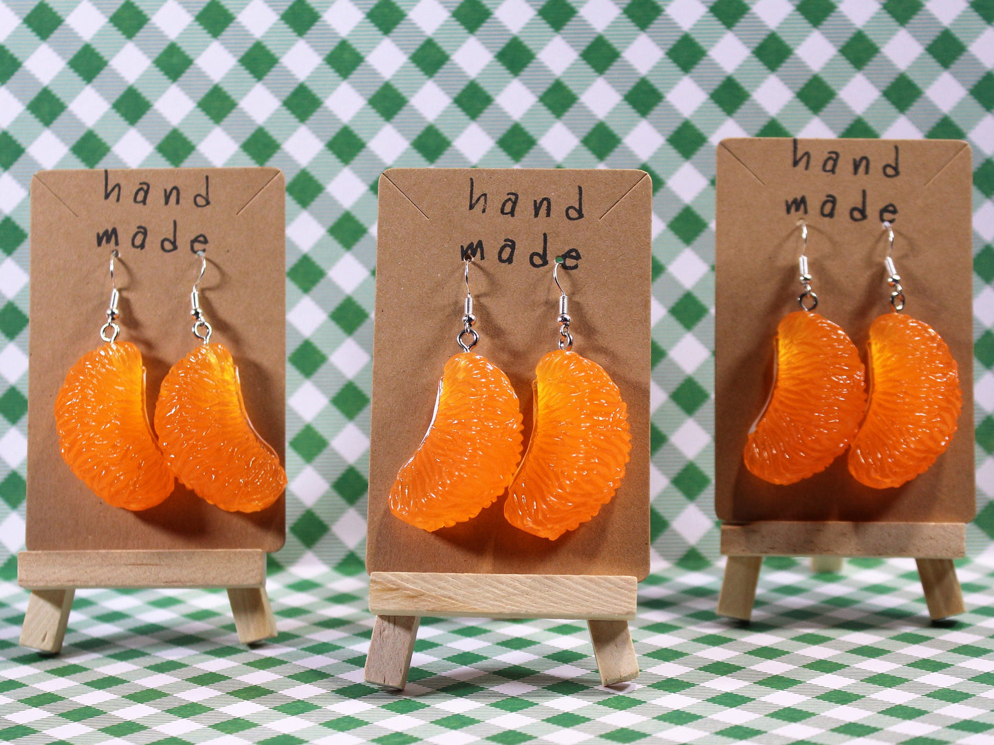 Orange tangerine earrings, Tangerine Segment Dangle Earrings, Fruit Slice Earrings, Fruit salad Earrings, Christmas Earrings, Kawaii Fruit