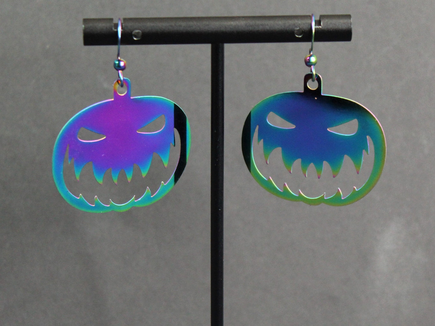 Pumpkin Earrings, Halloween Earrings, Rainbow Pumpkin Earrings, Goth Pumpkin Earrings, Witch Earrings, Spooky Pumpkin Party Earrings,