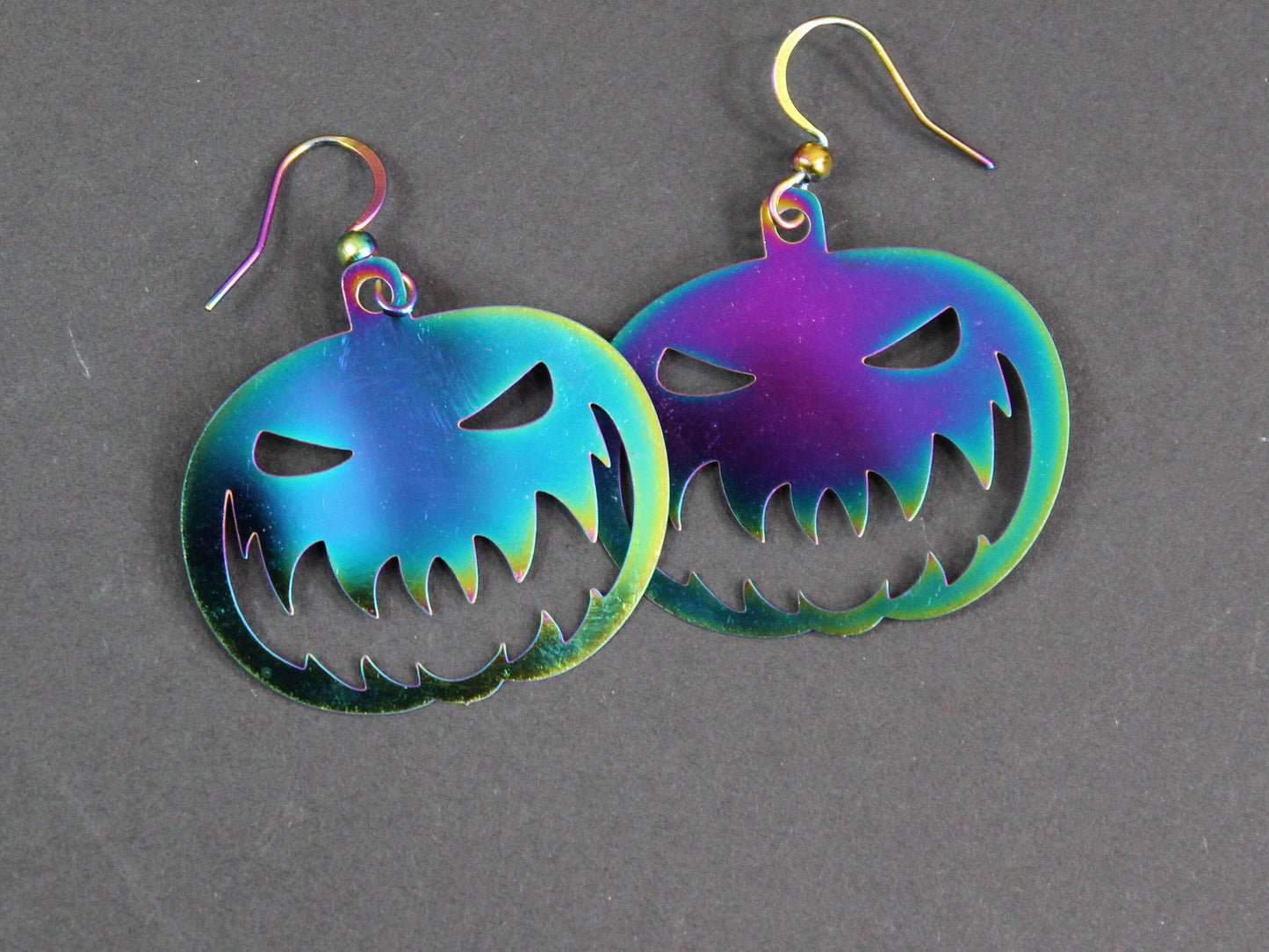 Pumpkin Earrings, Halloween Earrings, Rainbow Pumpkin Earrings, Goth Pumpkin Earrings, Witch Earrings, Spooky Pumpkin Party Earrings,