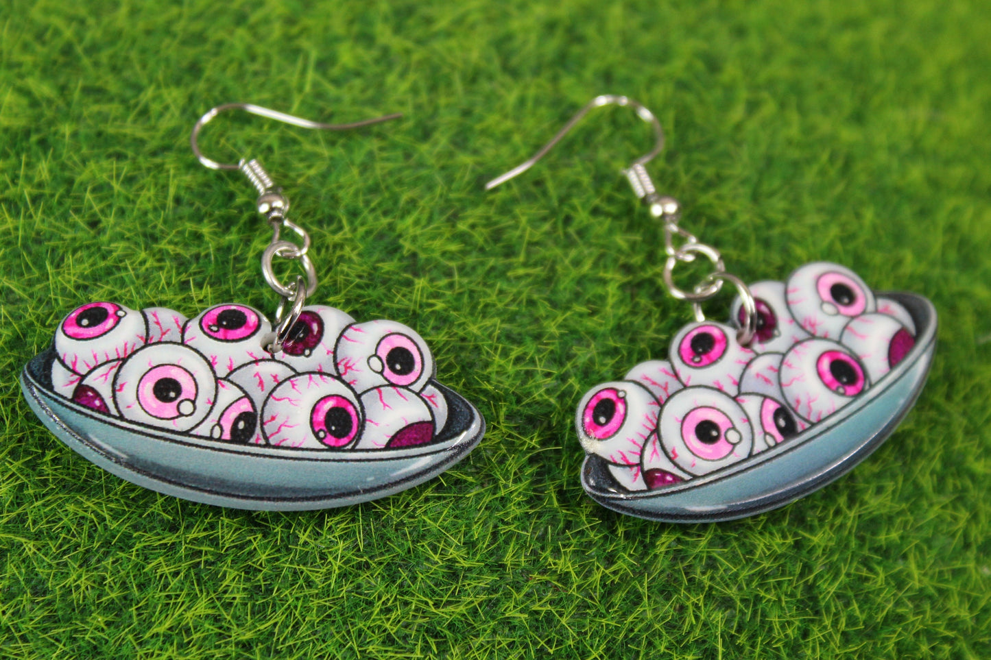 Plate Of Eyeballs Double Sided Earrings, Halloween Earrings, Girly Goth, Glam Punk, Horror Earrings, Creepy Dangle Earrings, Cute Gift