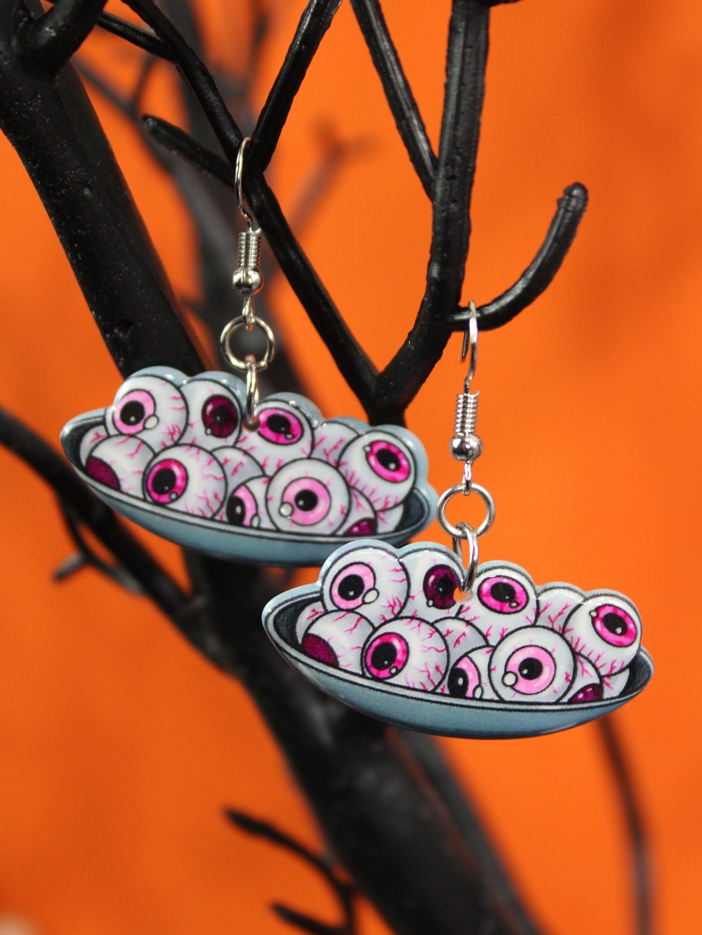 Plate Of Eyeballs Double Sided Earrings, Halloween Earrings, Girly Goth, Glam Punk, Horror Earrings, Creepy Dangle Earrings, Cute Gift