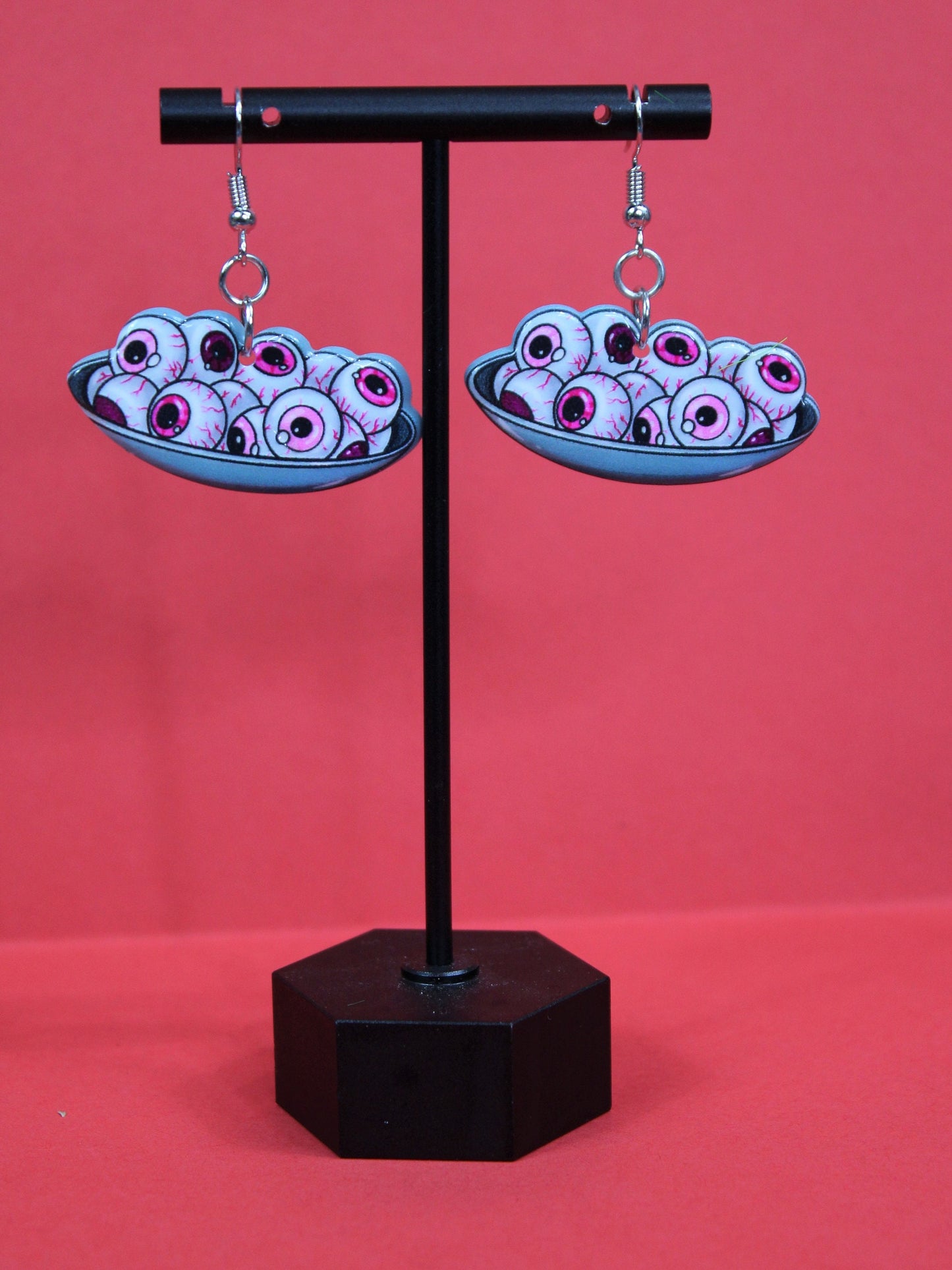 Plate Of Eyeballs Double Sided Earrings, Halloween Earrings, Girly Goth, Glam Punk, Horror Earrings, Creepy Dangle Earrings, Cute Gift