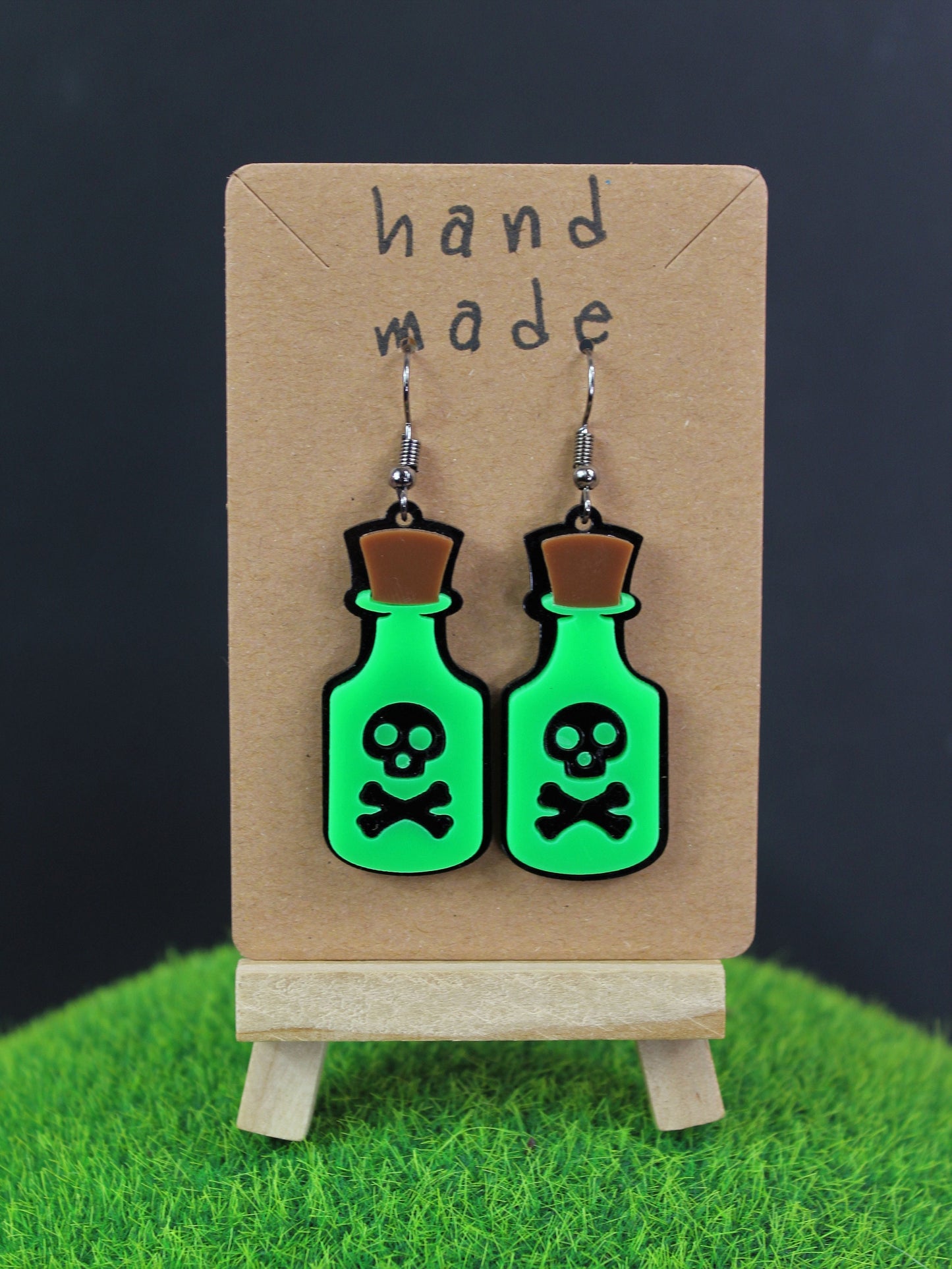 Poison Bottle Earrings, Pagan Gift, Witches Earrings, Alternative Christmas Earrings, Potion Earrings, Skull Crossbones, Cosplay Earrings