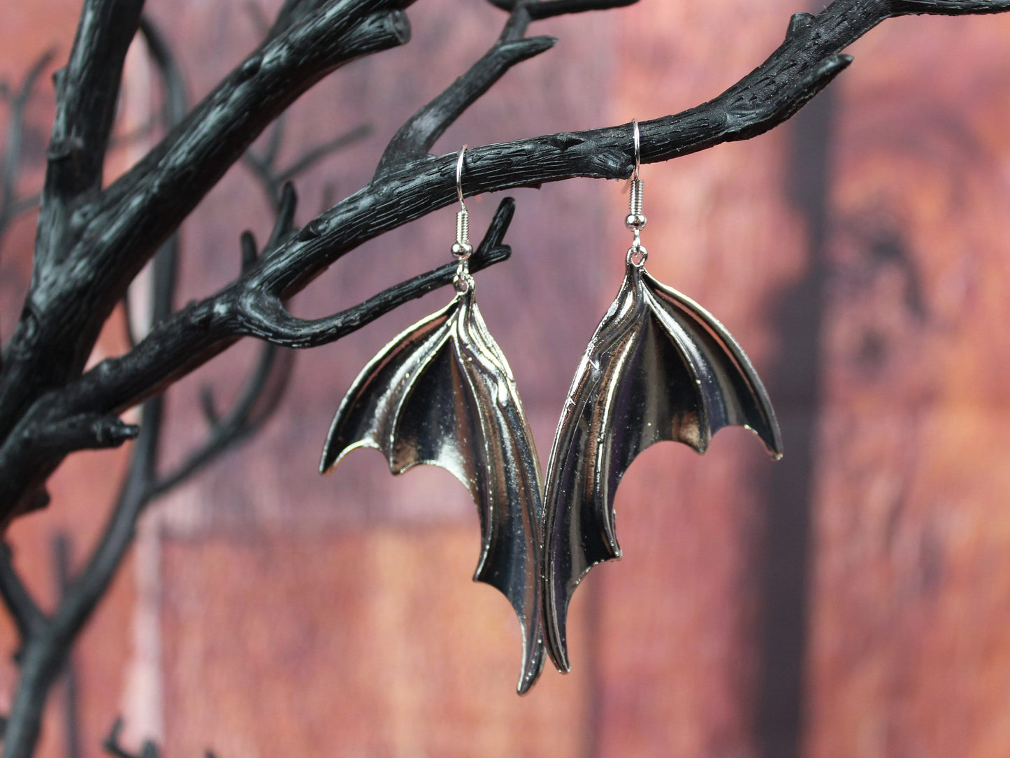 Bat Wing Earrings, Dragon Wing Earrings, Dragon Lovers Gift, Party Earrings, Silver Dragon, Vampire Bat Earrings,