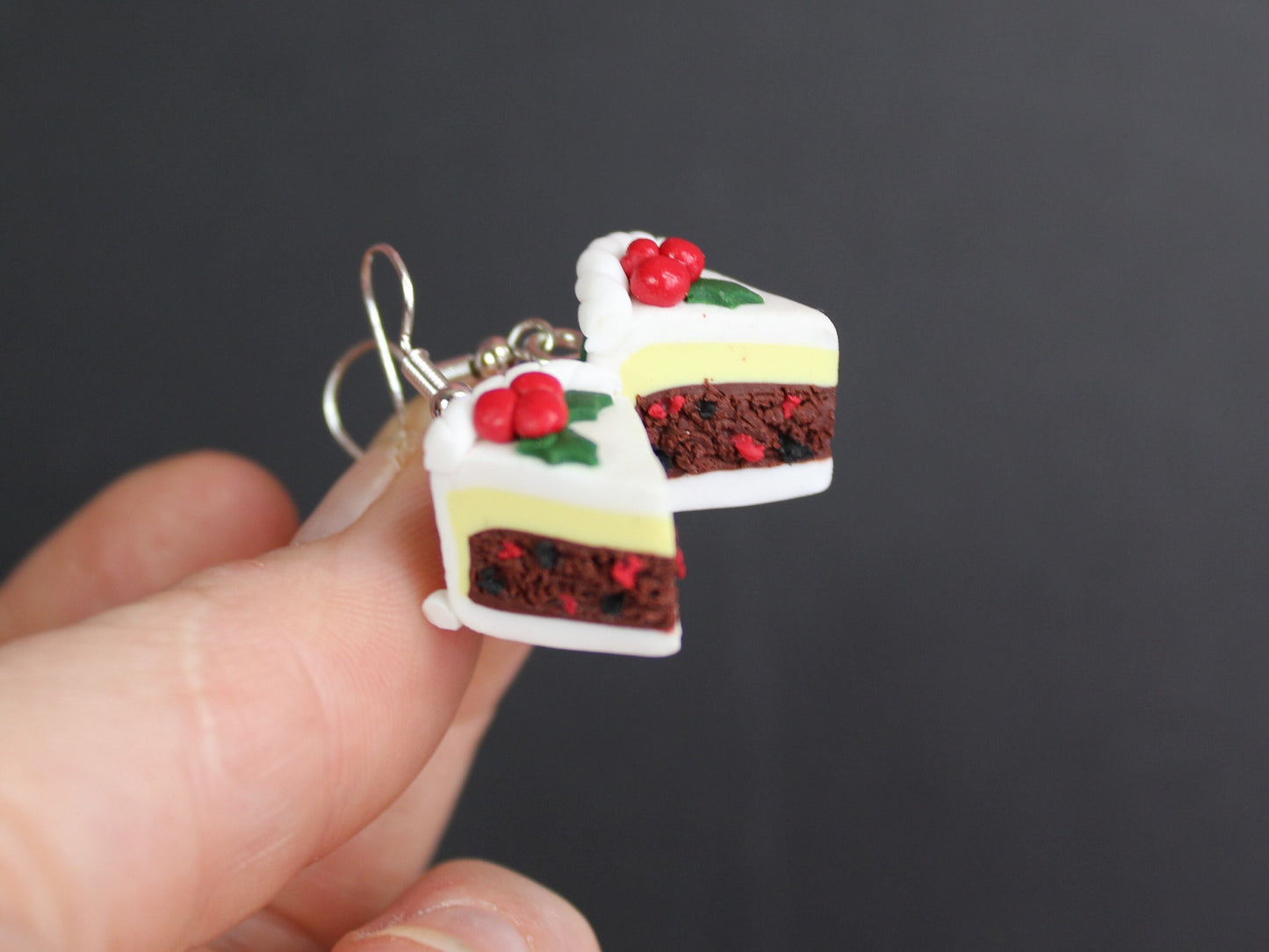 Realistic Christmas Cake Earrings, Christmas Cake Earrings, Iced Cake Earrings, Christmas Earrings, Fruit Cake, Festive Food Earrings