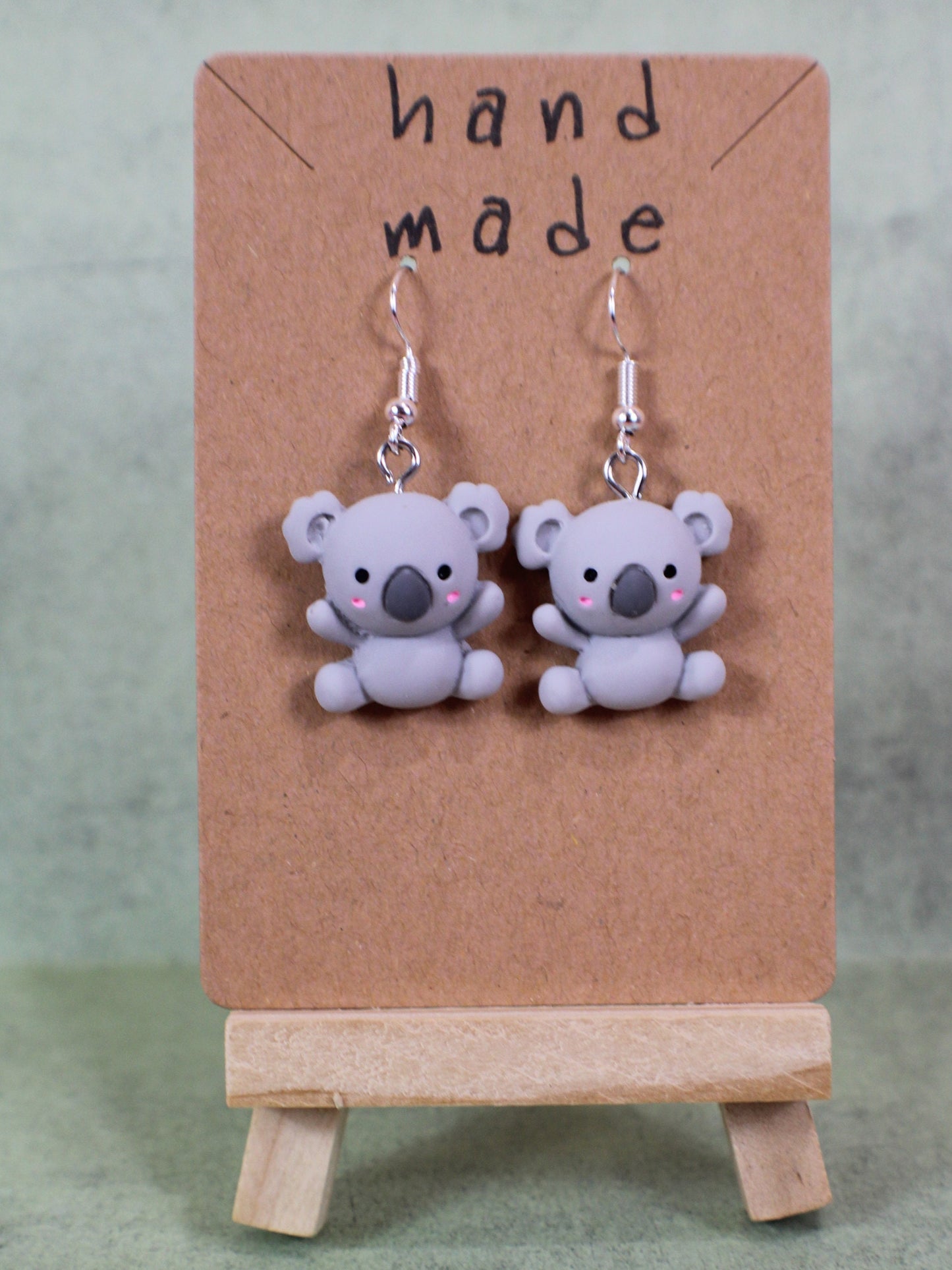 Koala Bear Earrings, Kawaii Dangle Koala Earrings, Cute Grey Australian Koala Bear, Koala Bear Gift, Animal Earrings, Zoo Animal Gift