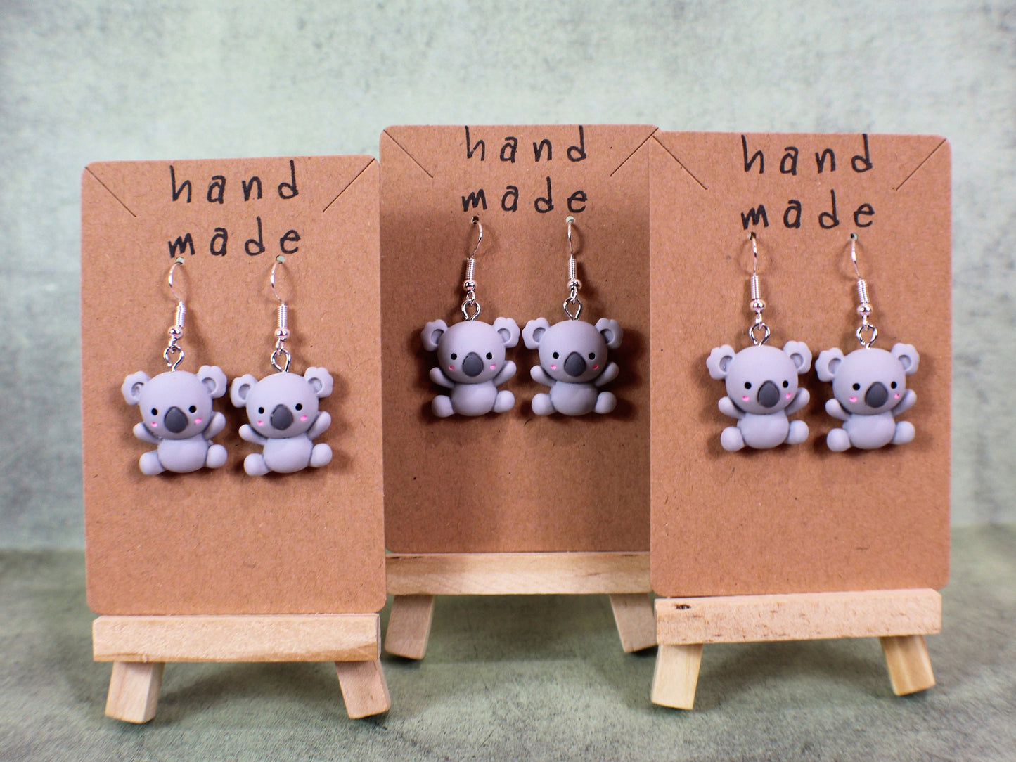 Koala Bear Earrings, Kawaii Dangle Koala Earrings, Cute Grey Australian Koala Bear, Koala Bear Gift, Animal Earrings, Zoo Animal Gift