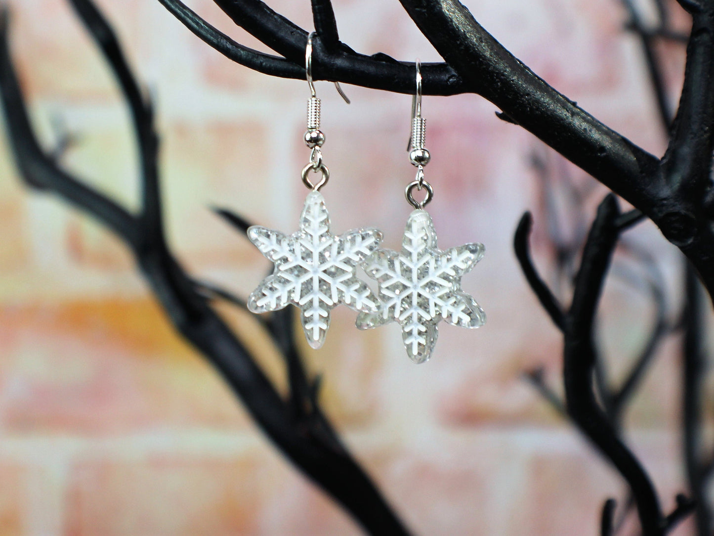 Snowflake Earrings, Silver Snowflakes, Purple Snowflakes, Blue Snowflakes, Christmas Earrings, Winter Earrings,