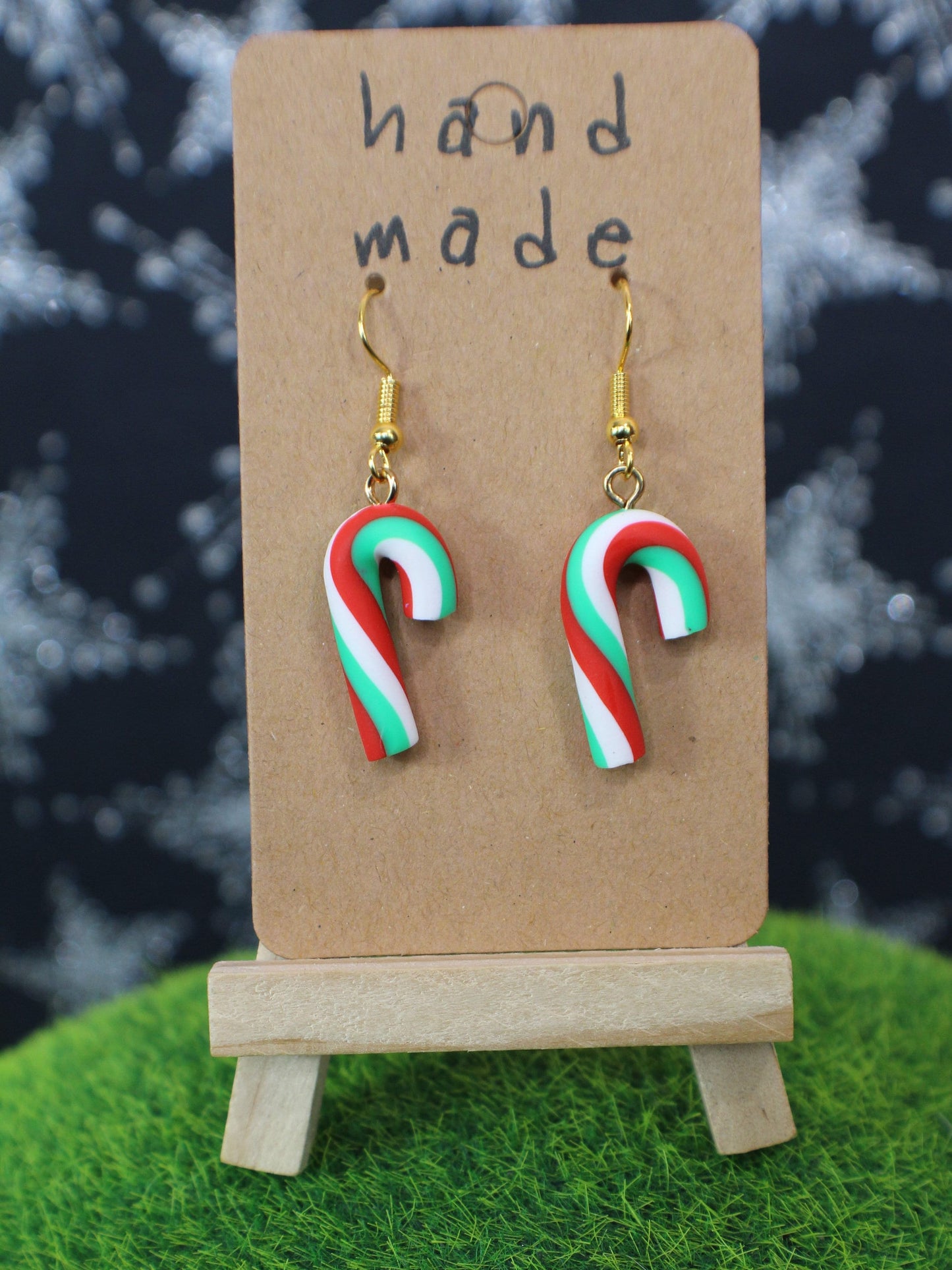 Candy Cane Earrings, Christmas Earrings, Festive Earrings, Party Earrings, Foodie Gift, Sweet Lovers Gift, Miniature Food, Teachers Gift