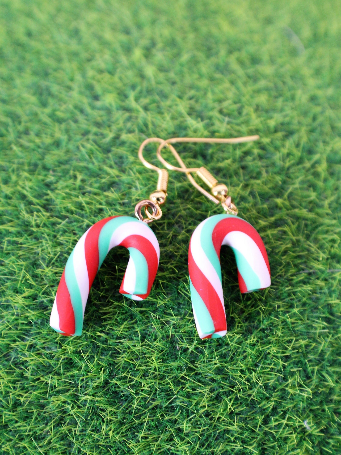 Candy Cane Earrings, Christmas Earrings, Festive Earrings, Party Earrings, Foodie Gift, Sweet Lovers Gift, Miniature Food, Teachers Gift