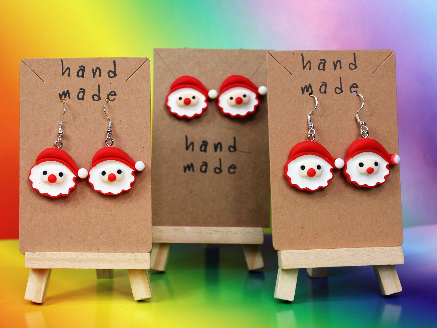 Santa Dangling Earrings, Father Christmas Stud Earrings ,Festive Jewellery, Secret Santa Gift, Stocking Filler, Hostess Christmas Gift