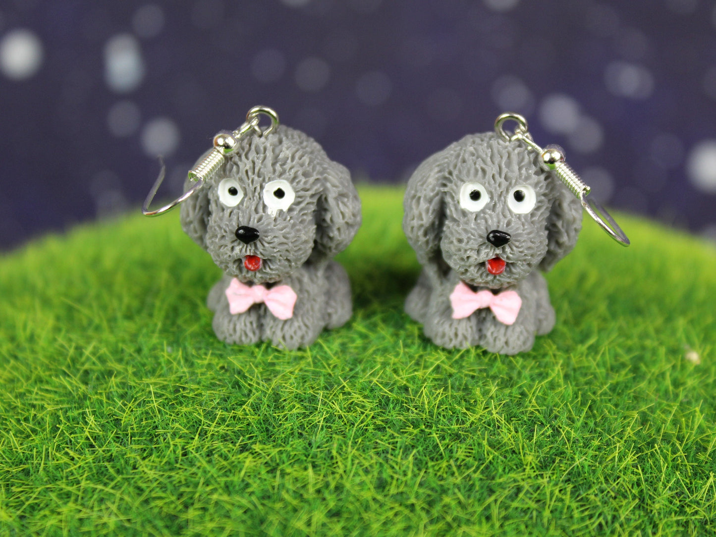 Dog Earrings, Dangle Earrings, Kawaii Dog Earrings, White Dogs, Grey Dogs, Brown dogs, Dog Lovers Gift, Teachers Gift, Christmas Earrings