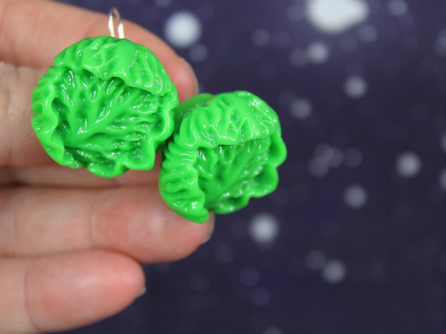 Cabbage Earrings, Sprout Earrings, Gardeners Gift, Food Lovers Gift, Brussel Sprouts, Kawaii Earrings, Christmas Earrings, Teachers Gift